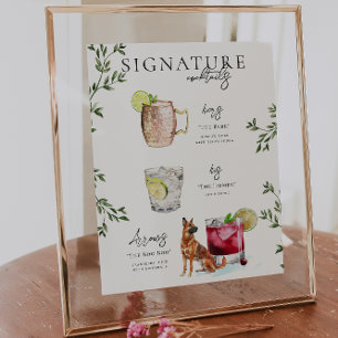 Waterverf   Drink van de Bride & Groom Signature Poster