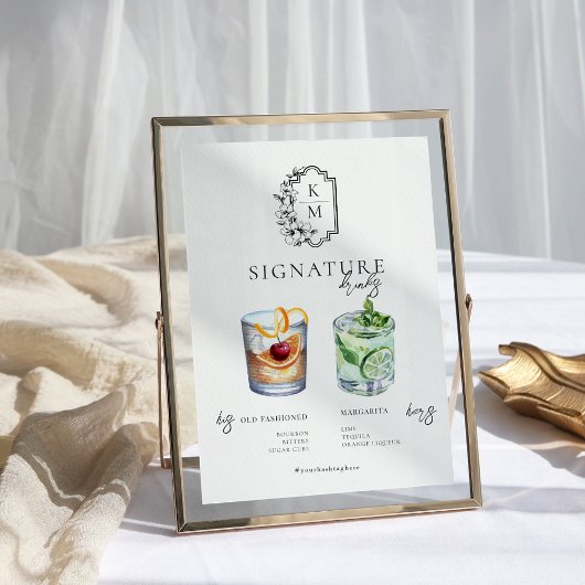 Waterverf | Drink van de Bride & Groom Signature Poster