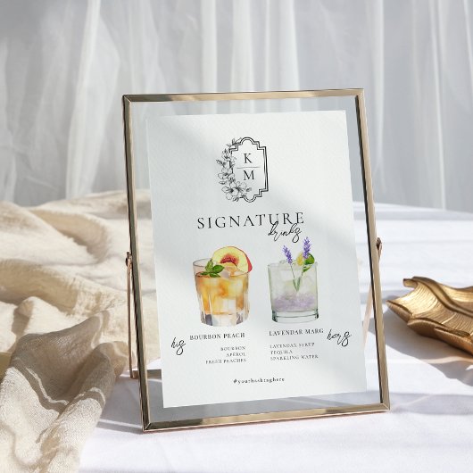 Waterverf | Drink van de Bride & Groom Signature Poster