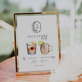 Waterverf | Drink van de Bride & Groom Signature Poster