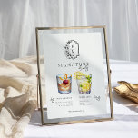 Waterverf | Drink van de Bride & Groom Signature Poster<br><div class="desc">Pas dit teken aan met de namen van de bruid en de bruidegom en hun favoriete keuze voor de drink. Verschillende cocktailillustraties kunnen op verzoek worden gemaakt. Voeg uw douanetekst aan dit ontwerp toe door de "Edit this design sjabloon"vakjes op de rechterkant van het punt te gebruiken of de blauwe...</div>