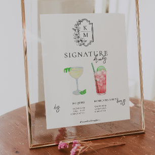 Waterverf   Drink van de Bride & Groom Signature Poster