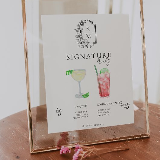 Waterverf | Drink van de Bride & Groom Signature Poster