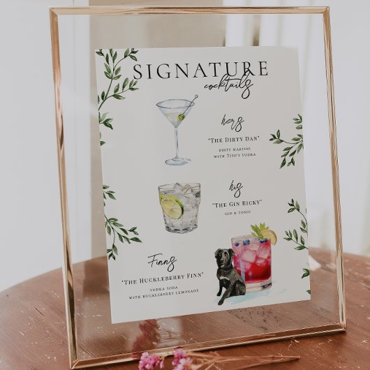 Waterverf | Drink van de Bride & Groom Signature Poster