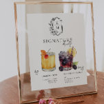 Waterverf | Drink van de Bride & Groom Signature Poster<br><div class="desc">Pas dit teken aan met de namen van de bruid en de bruidegom en hun favoriete keuze voor de drink. Verschillende cocktailillustraties kunnen op verzoek worden gemaakt. Voeg uw douanetekst aan dit ontwerp toe door de "Edit this design sjabloon"vakjes op de rechterkant van het punt te gebruiken of de blauwe...</div>