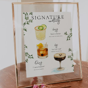 Waterverf   Drink van de Bride & Groom Signature Poster