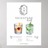 Waterverf | Drink van de Bride & Groom Signature Poster (Voorkant)