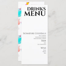 Waterverf Drinken Cocktail Wine Wedding Menu