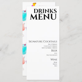 Waterverf Drinken Cocktail Wine Wedding Menu