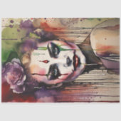 Waterverf Drips Jester Vrouw Bloemen Decoupage Tissuepapier (Voorkant)