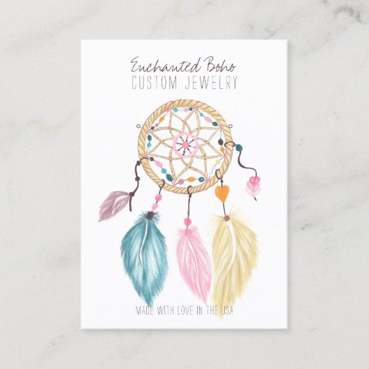 Waterverf droamcatcher - juwelen oorscherm visitekaartje (Voorkant)