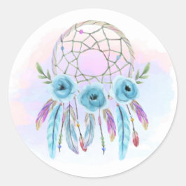 Waterverf Drocatcher Feathers Rustic Boho Chic Ronde Sticker