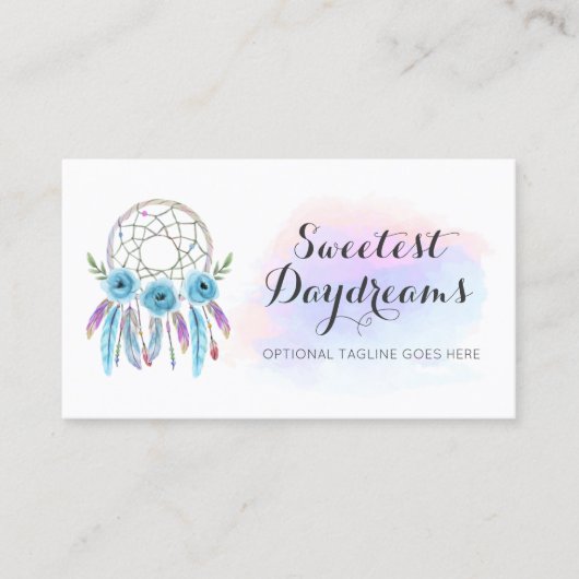 Waterverf Drocatcher Feathers Rustic Boho Chic Visitekaartje (Voorkant)