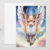 Waterverf dromerig super Schattige rendier Feestdagenkaart (Voorkant / Achterkant)