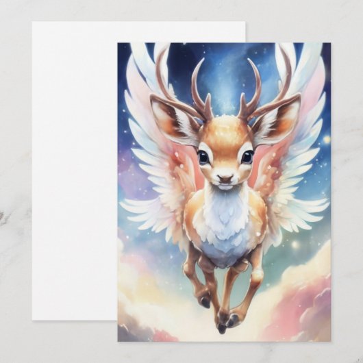 Waterverf dromerig super Schattige rendier Feestdagenkaart (Voorkant / Achterkant)