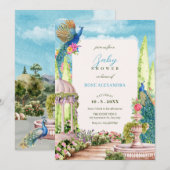 Waterverf Dromerige Bloementuin Vogel baby shower Kaart (Voorkant / Achterkant)