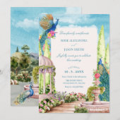 Waterverf Dromerige Bloementuin Vogelbruiloft Kaart (Voorkant / Achterkant)