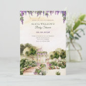 Waterverf Dromerige groene tuin elegant baby showe Kaart (Staand voorkant)