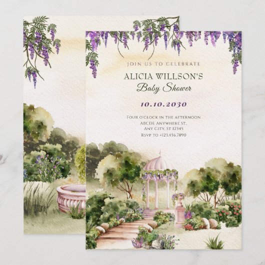 Waterverf Dromerige groene tuin elegant baby showe Kaart (Voorkant / Achterkant)