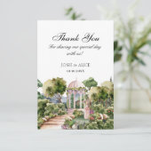Waterverf dromerige groene tuin elegant  bedankkaart (Staand voorkant)
