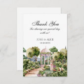 Waterverf dromerige groene tuin elegant  bedankkaart (Voorkant / Achterkant)