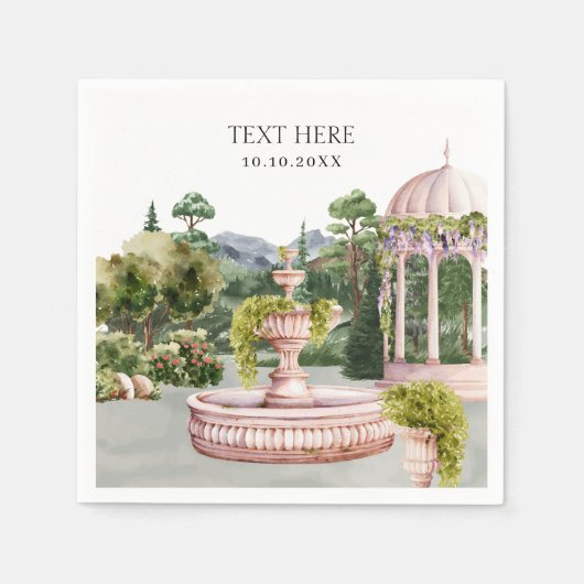 Waterverf Dromerige groene tuin elegant Servet (Voorkant)
