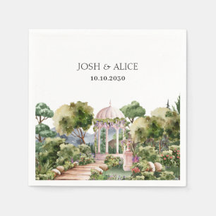 Waterverf Dromerige groene tuin elegant Servet