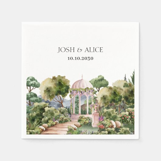 Waterverf Dromerige groene tuin elegant Servet (Voorkant)