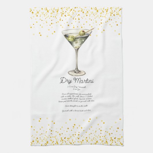 Waterverf Droog Martini Aangepast Cocktailrecept Theedoek (Verticaal)