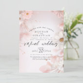 Waterverf droom: Blush Pink Daisies Virtual Weddi Kaart (Staand voorkant)