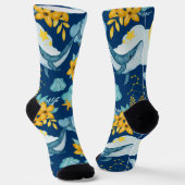 Waterverf droom van walvissen in het blauw sokken (Gebogen)