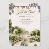 Waterverf droomtuin elegante groene trouw save the date (Voorkant / Achterkant)