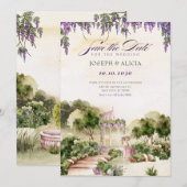 Waterverf droomtuin elegante trouw  save the date (Voorkant / Achterkant)