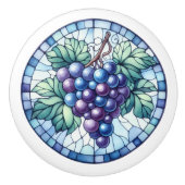 Waterverf Druiven Glas in lood Blauw Paarse Groen Keramische Knop (Voorkant)