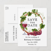 Waterverf druiven met hout, behalve de datum briefkaart (Voorkant / Achterkant)