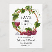 Waterverf druiven met hout, behalve de datum briefkaart (Voorkant)