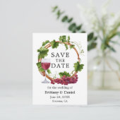 Waterverf druiven met hout, behalve de datum briefkaart (Staand voorkant)