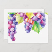 Waterverf druiven op een witte achtergrond briefkaart (Voorkant / Achterkant)