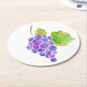 Waterverf druiven ronde kartonnen onderzetter (Gebogen)