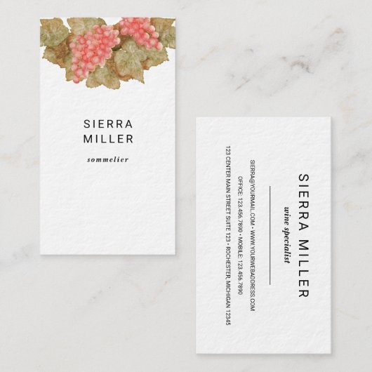 Waterverf druiven visitekaartje (Voorkant / Achterkant)