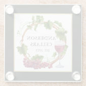 Waterverf Druiven Wijn Cellar Gold Black Glazen Onderzetter (Achterkant)