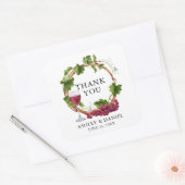 Waterverf druiven Wreath Weddenschap Hartelijk dan Vierkante Sticker (Envelop)