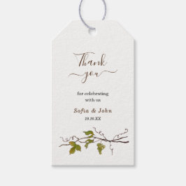 Waterverf Druivenstok Dank u bruiloft Cadeaulabel