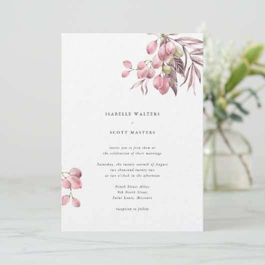 Waterverf Druivenstokken bruiloft Kaart (Staand voorkant)