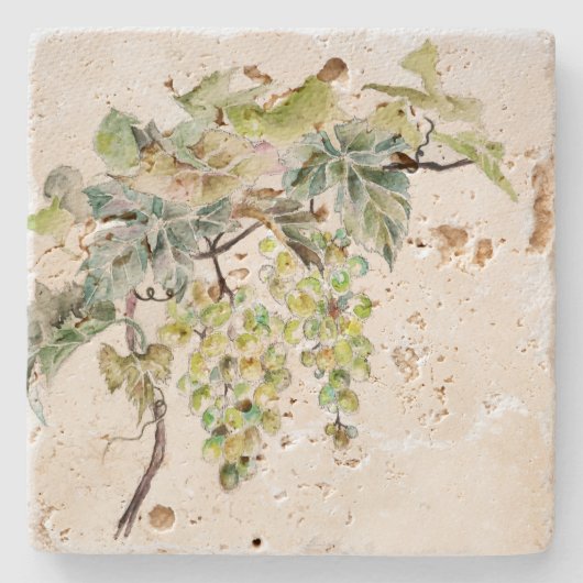  Waterverf druivenwijn Stenen Onderzetter (Voorkant)