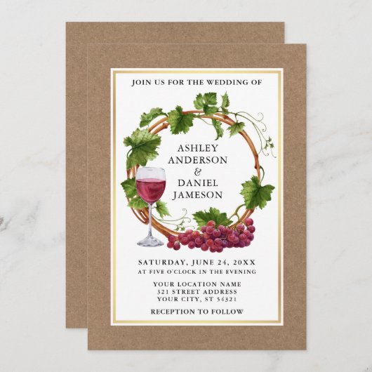 Waterverf Druivenwouden met grote kraftweddenschap Kaart (Voorkant / Achterkant)