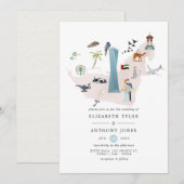 Waterverf Dubai UAE Destination Wedding Kaart (Voorkant / Achterkant)