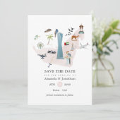 Waterverf Dubai UAE Destination Wedding Save The Date (Staand voorkant)