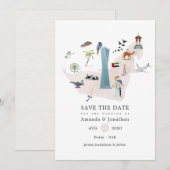 Waterverf Dubai UAE Destination Wedding Save The Date (Voorkant / Achterkant)