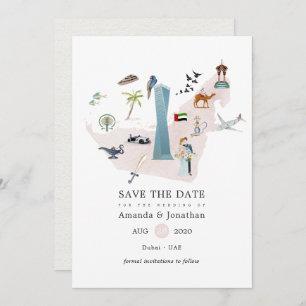 Waterverf Dubai UAE Destination Wedding Save The Date
